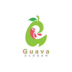 Guava fruit logo design simple and modern template vector