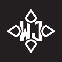 WJ Logo monogram with four cone rounded by the shape design template