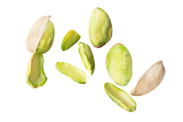 pistachio piece crushed   isolated on white background clipping path, full depth of field