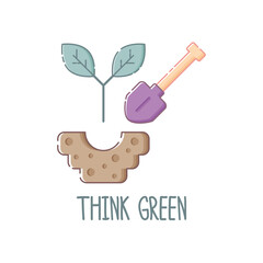 Linear ecological composition with lettering.