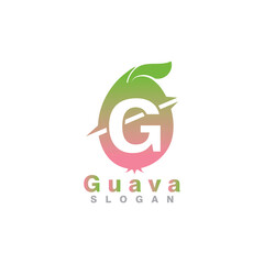 Guava fruit logo design simple and modern template vector