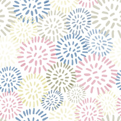 Vector modern seamless background with colorful hand drawn abstract round elements, doodles. Use it for wallpaper, textile print, pattern fills, web, texture, wrapping paper, design presentation