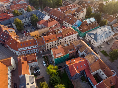 Aerial picture of Kaunas old town in Lithuania
