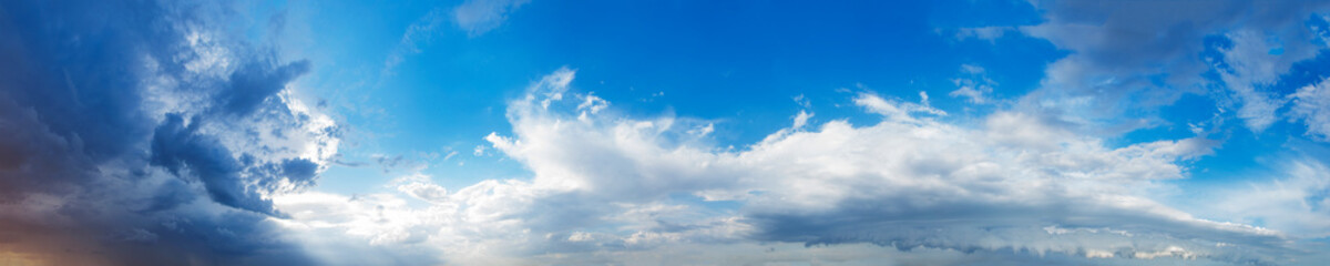 Sunset. Beautiful panorama of the sky at sunset day. Banner.