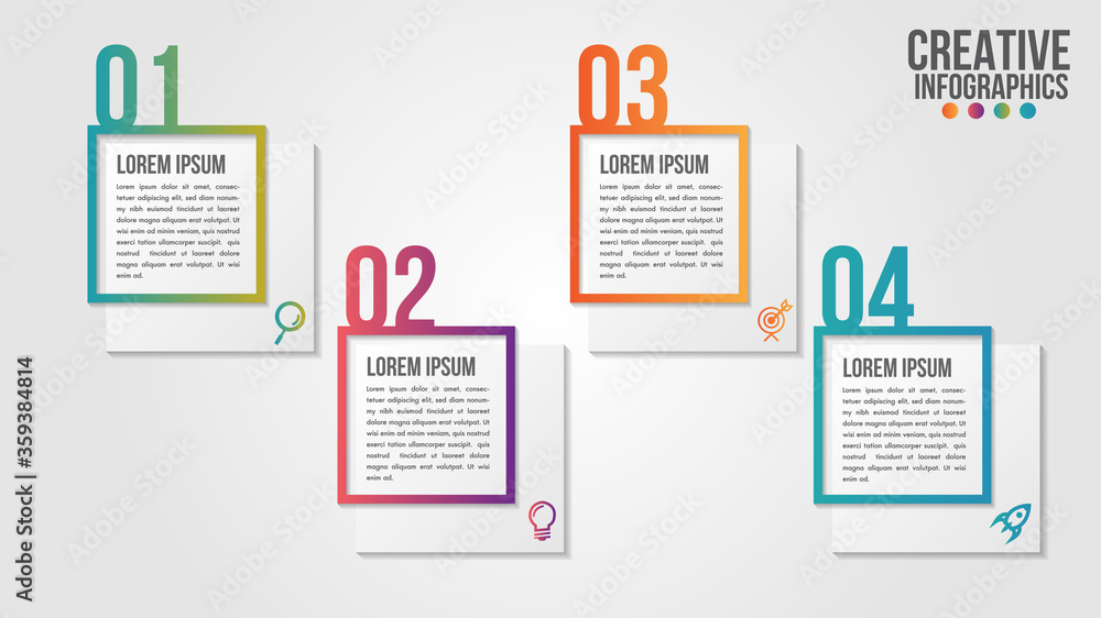 Poster infographic modern timeline design vector template for business with 4 steps or options illustrate a