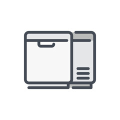 Ice cream Refrigerator color line icon. Horizontal Fridge vector outline colorful sign.