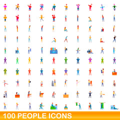 100 people icons set. Cartoon illustration of 100 people icons vector set isolated on white background