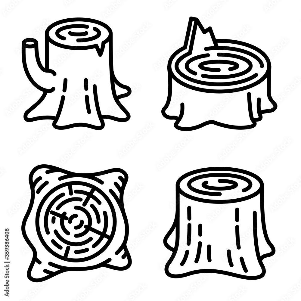 Aufkleber stumps icons set. outline set of stumps vector icons for web design isolated on white background