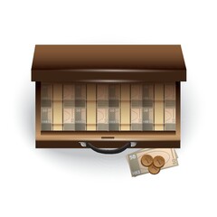 briefcase with hong kong currency