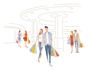 Stock Illustration: shopping, people