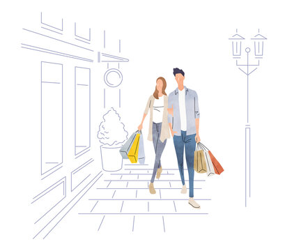Stock Illustration: shopping, couple
