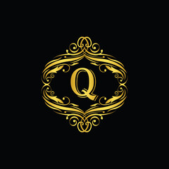 O letter  golden  flower  ornament. Vector logo. Monogram alphabet gold . Beautiful floral capital luxury