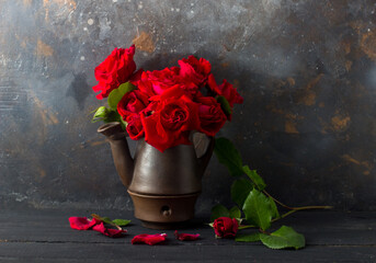 red rose on a black background