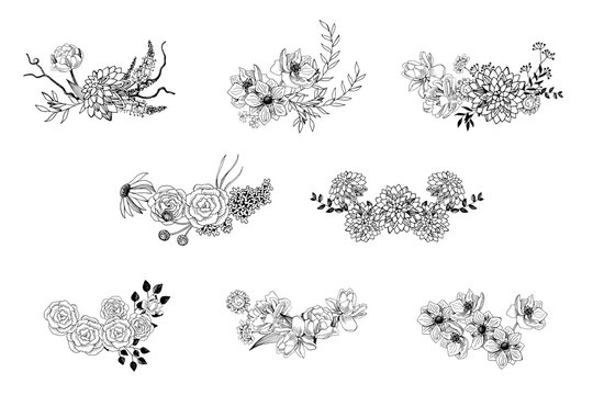 Hand drawn floral borders