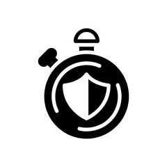 security time shield icon isolated on white background. vector illustration in glyph style. EPS 10