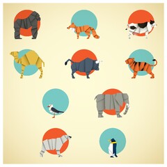 Fototapeta premium set of origami animals