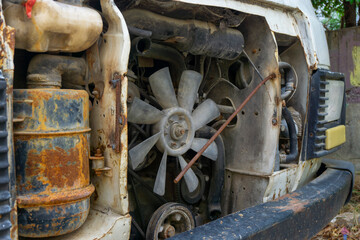 old bulldozer engine cooling propeller