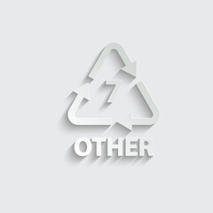 Plastic recycling symbol OTHER 7 , Plastic recycling code PP 5 , vector paper illustration All other plastics