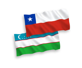 Flags of Chile and Uzbekistan on a white background