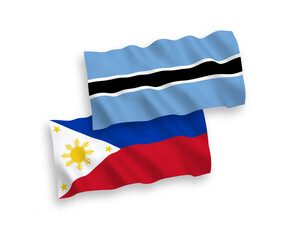 Flags of Botswana and Philippines on a white background