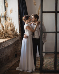 the bride and groom are dancing in the background Vintage wall