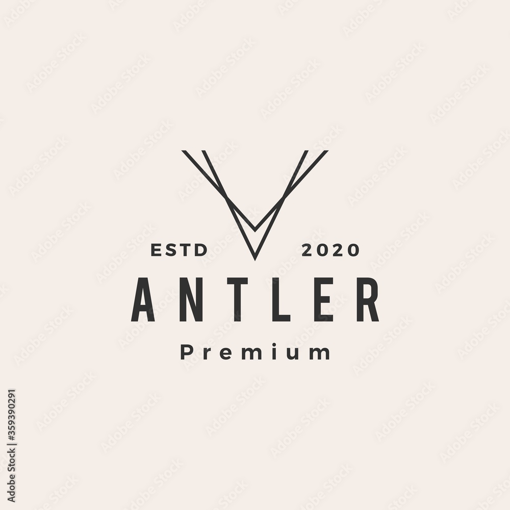 Wall mural antler v letter hipster vintage logo vector icon illustration