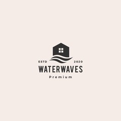 house water wave hipster vintage logo vector icon illustration