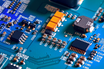 Obraz premium Electronic circuit board close up.