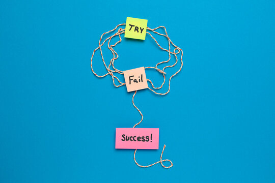 Try - Fail - Success. Purpose and movement to success despite obstacles.