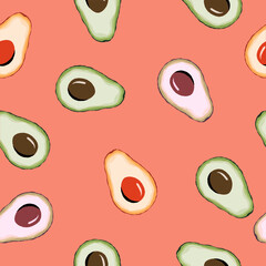 Avocado blisters seamless pattern. Vector illustration on the theme of National Avocado Day on July 31. 