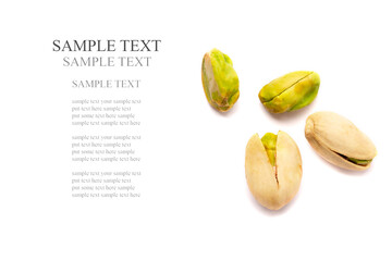 Pistachio nuts on a white background