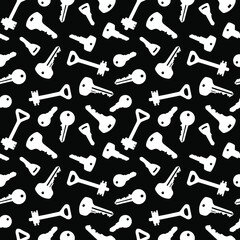 Seamless pattern of different keys to the lock. Vector stock illustration eps 10.