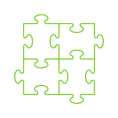 Fototapeta premium Simple Puzzle four piece business presentation. Circle outline infograph. 4 Step contour process diagram. Section line compare banner.