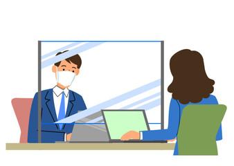 アクリル板でを感染対策するオフィス