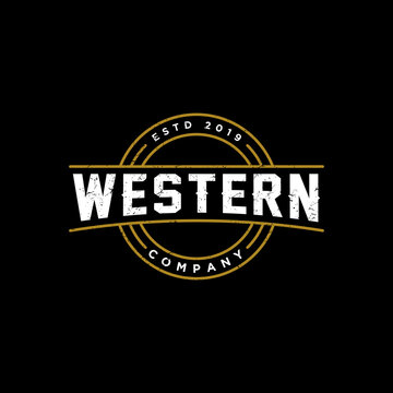 vintage retro western company emblem logo design