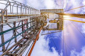 Drilling rig for producing oil and natural gas offshore which is the heavy equipment in the...