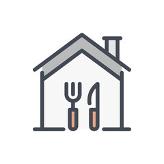 Home Delivery or Delivery of food home color line icon. Food Delivery vector outline colorful sign.