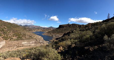 Panoramic scenery around Las Ninas Reservoir