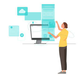 Man designer develops website design.