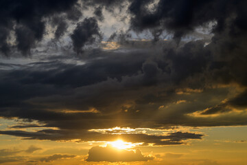 Fiery orange sunset with clouds