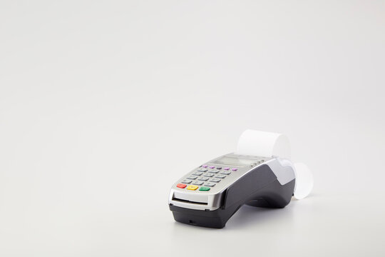 Credit card machine reader on white