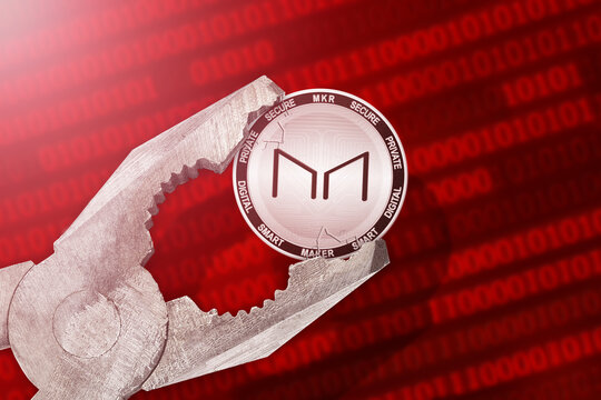 Maker regulation or control; Maker MKR cryptocurrency coin is under pressure; limitation, prohibition, illegally