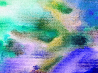 Watercolor abstract bright colorful textural background handmade . Painting of underwater world of coral reef. Modern sea scape