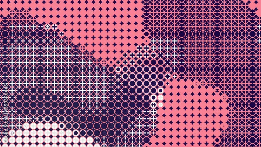 Fototapete Pink colored halftone background template loop animation 3d render HD resolution