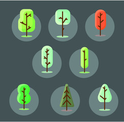 Different weather conditions, seasons. Many different trees