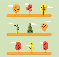 Different weather conditions, seasons. Many different trees