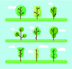 Different weather conditions, seasons. Many different trees