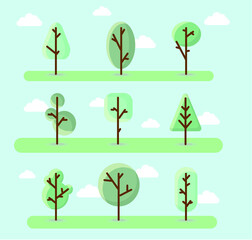 Different weather conditions, seasons. Many different trees