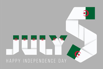 July 5, Algeria Independence Day congratulatory design with Algerian flag elements.