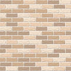 Realistic Vector brick wall seamless pattern. Flat wall texture. Light yellow textured brick background for print, paper, design, decor, photo background